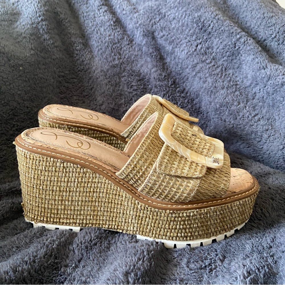 Sam Edelman Livi Espadrille Wedge Sandals - Natural - Size 7.5